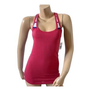 Roxy Red White Blue Striped Racerback Tank Top Sleeveless Knit Womens XS NWT